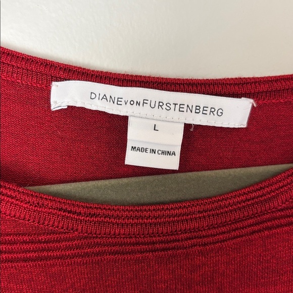 Diane Von Furstenberg Maroon Wool Blend Ruffle Sweater - L - Picture 4 of 9